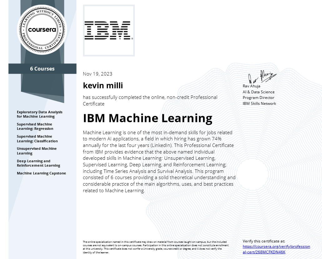 machine learning certification