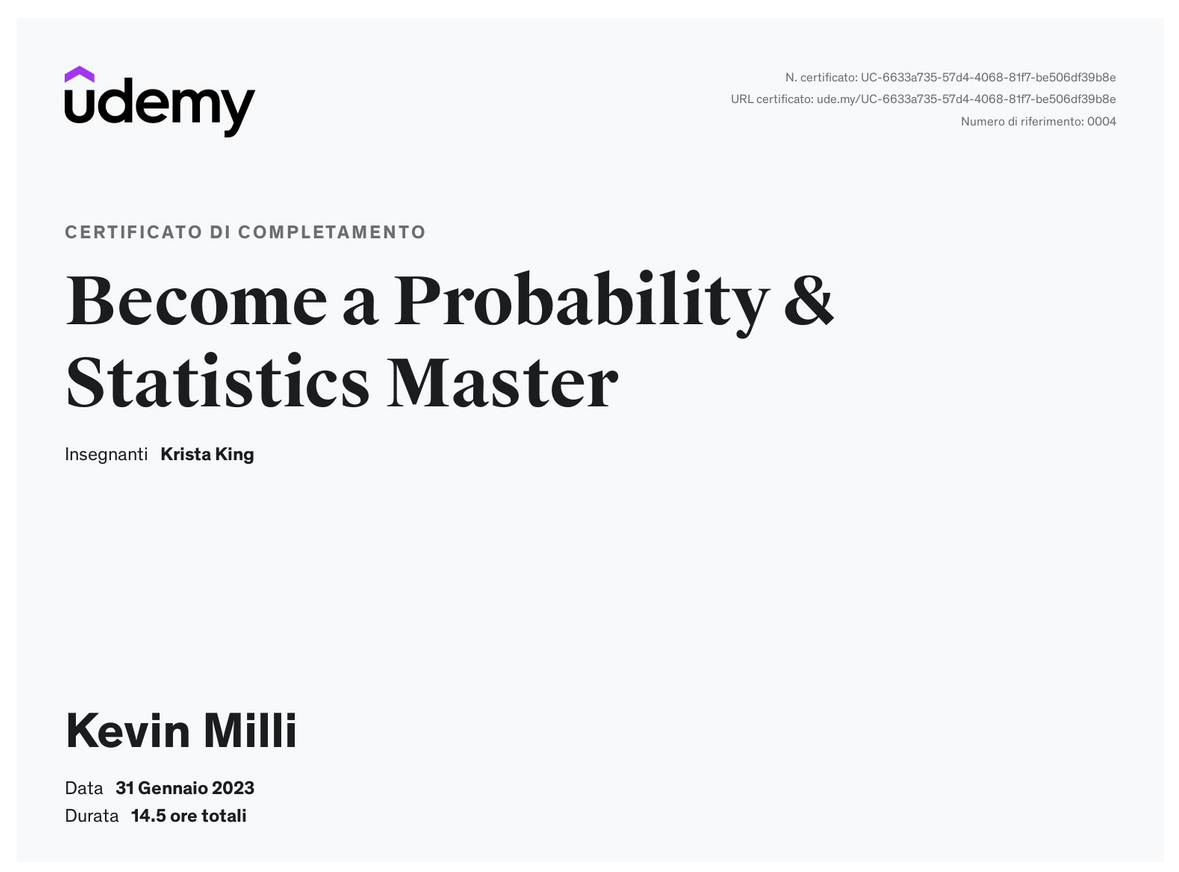 probability & statistics certification