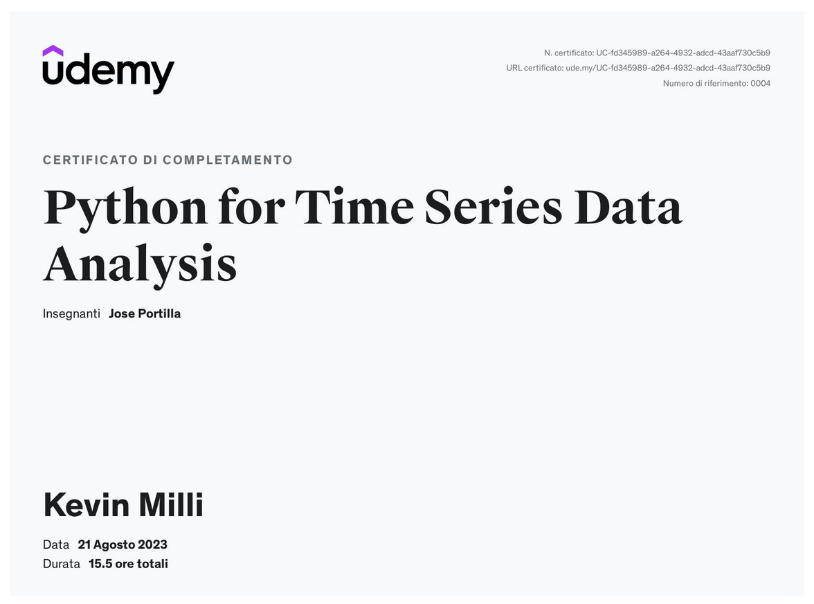 time series analysis certification